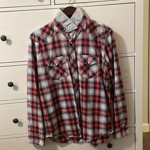 Mens long sleeve button up in plaid